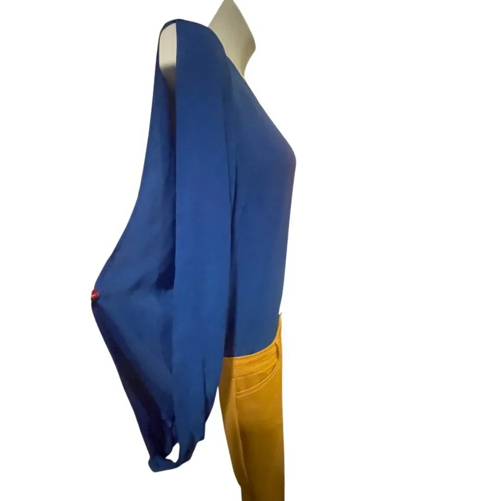 VINCE CAMUTO BEAUTIFUL  ROYAL BLUE BLOUSE - Picture 2 of 4